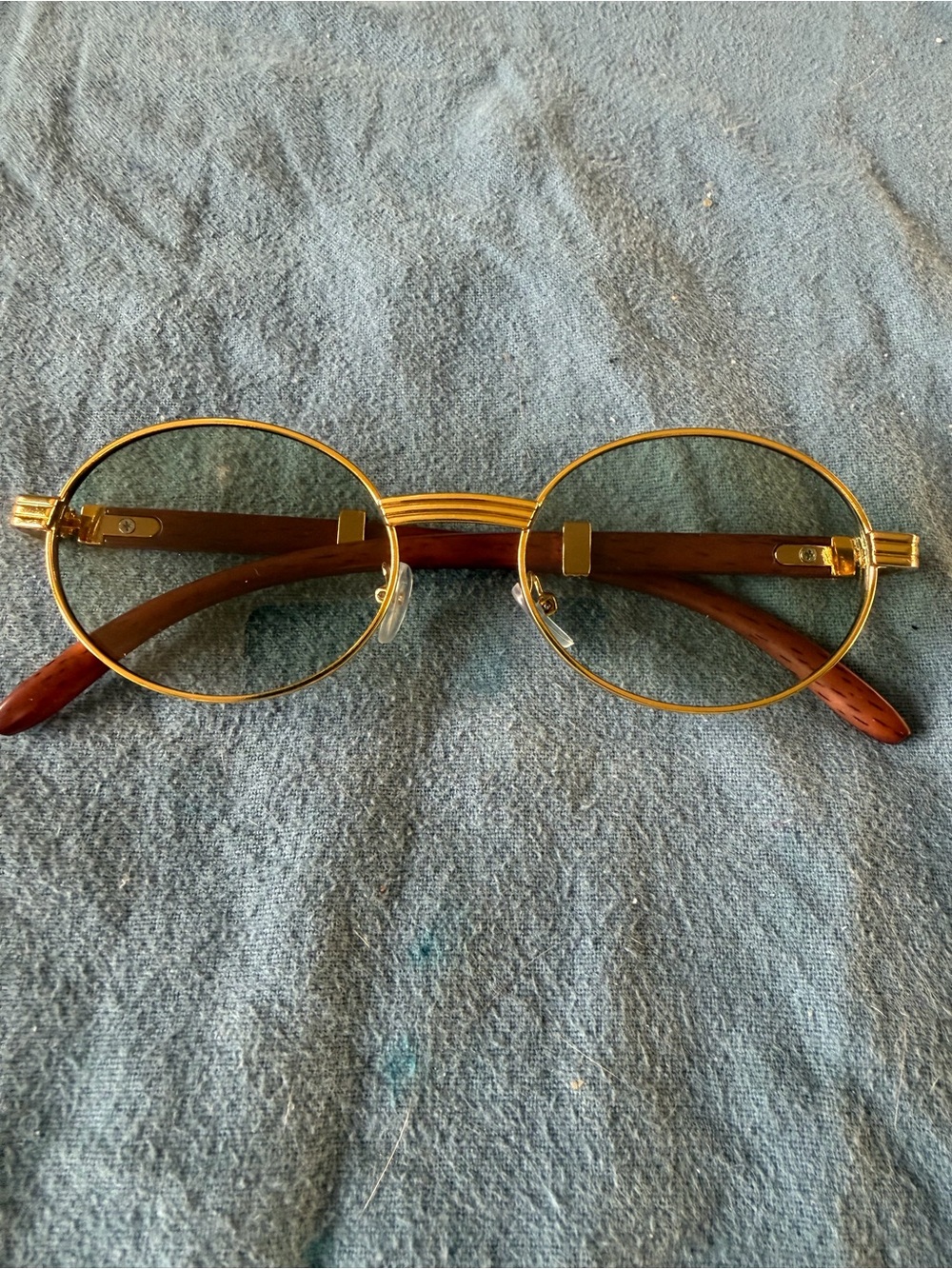 Gold Frame Round Reading Glasses with Brown Temples